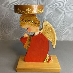 Angel‎ Wooden Candle Holder Kneeling Angel Nordic 8.5"